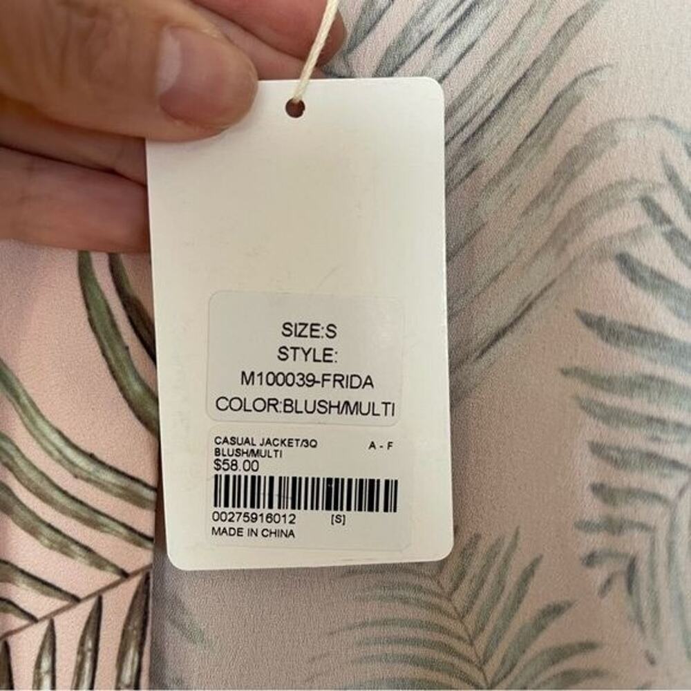 NWT Rory Frida Hawaiian Floral Kimono Flare Sleeve Blush Sz S Beach Boho Cover - Picture 7 of 10